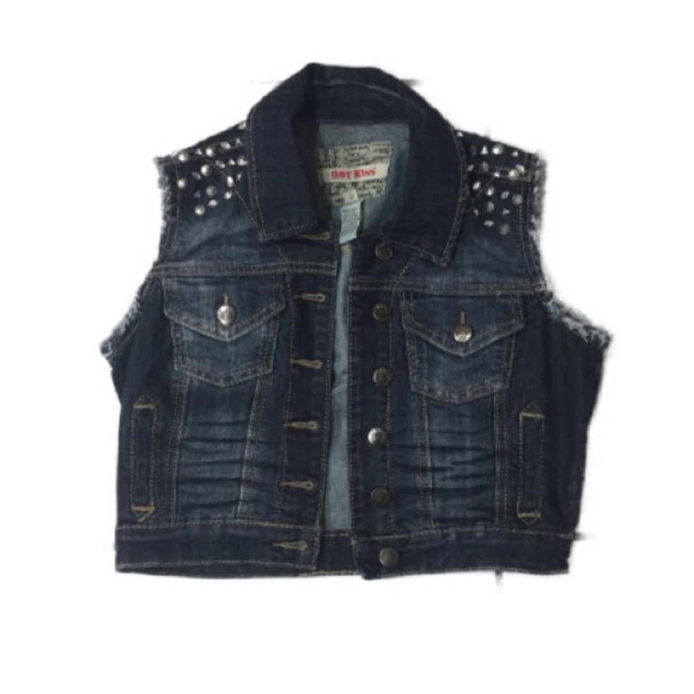 NWOT Hot Kiss Studded Dark Wash Denim Vest
